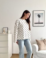 Longsleeve mit Dots Weiß/Braun