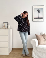 Longsleeve mit Dots Schwarz/Weiß