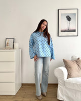 Longsleeve mit Dots Hellblau/Braun