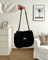 Häkel Schultertasche Schwarz