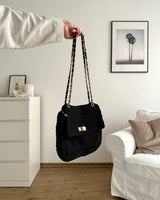 Häkel Schultertasche Schwarz