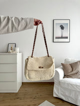 Häkel Schultertasche Beige