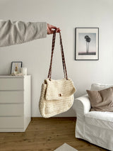 Häkel Schultertasche Beige