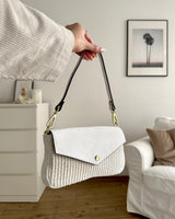 Clutch Bag mit Bast Weiß