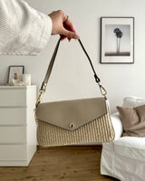 Clutch Bag mit Bast Beige
