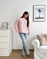 Longsleeve mit Dots Rosa/Braun