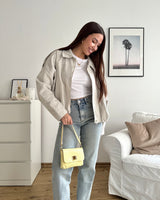 Clutch Bag mit Holzverschluss Gelb