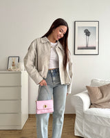 Clutch Bag mit Holzverschluss Rosa