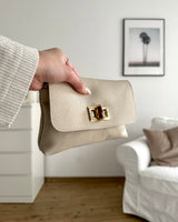Clutch Bag mit Holzverschluss Beige