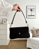 Clutch Bag mit Bast Schwarz