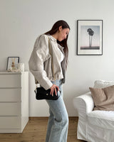 Clutch Bag mit Bast Schwarz