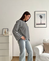 Longsleeve Moment mit Streifen Schwarz/Gelb