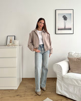 Bomberjacke mit Kragen Taupe