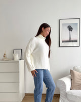 Strickjacke mit Zipper Creme