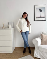 Strickjacke mit Zipper Creme