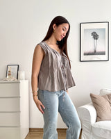 Top mit Schleife Taupe