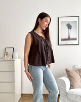 Top mit Schleife Braun
