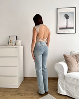 Top mit Rückenausschnitt Beige