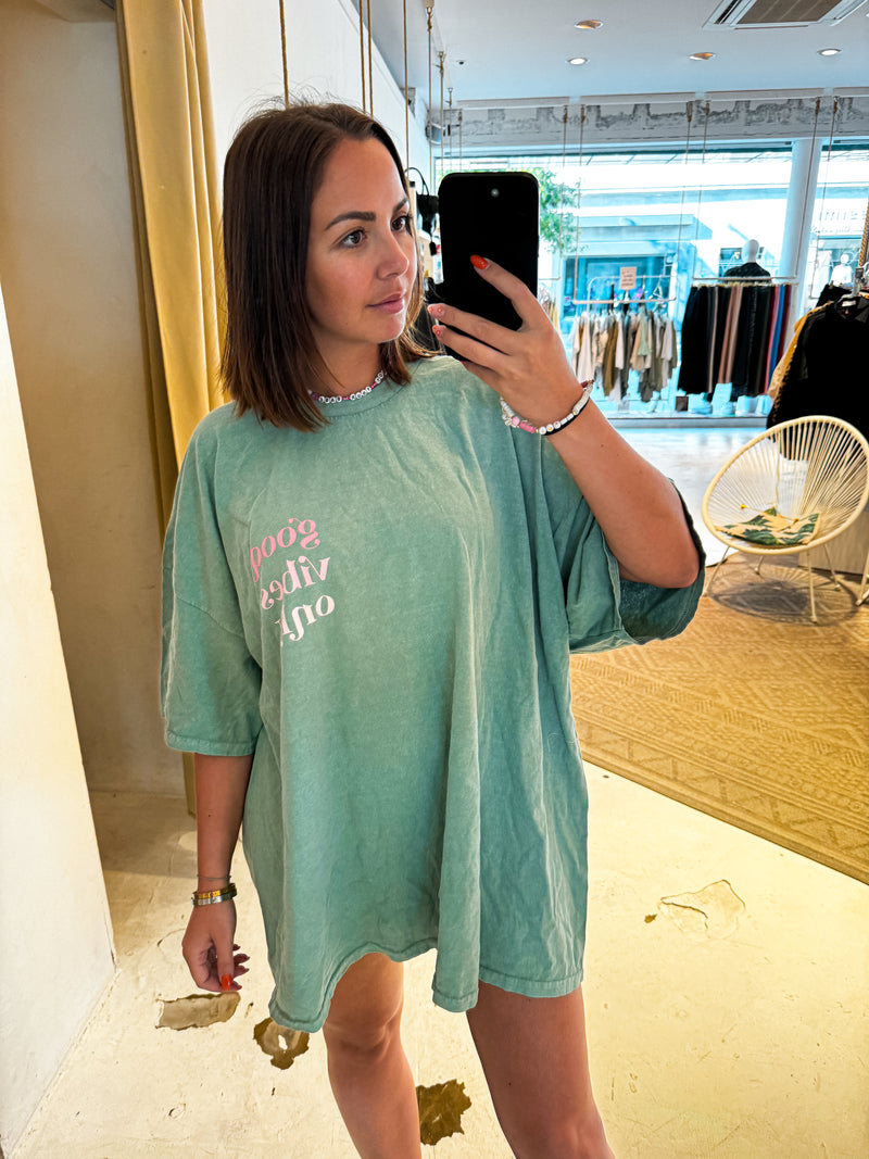 Good Vibes Only Oversized Tee Mint