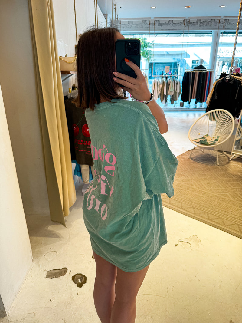 Good Vibes Only Oversized Tee Mint