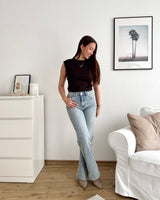 Top mit Rückenausschnitt Schwarz