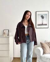 Kurzer Dünner Trenchcoat Dots Braun