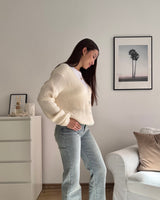Feine Strickjacke Creme