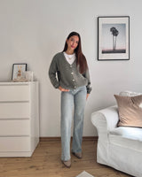 Feine Strickjacke Olive