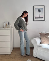 Feine Strickjacke Olive