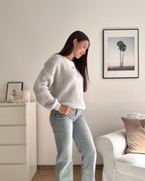 Feine Strickjacke Hellgrau