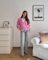 Feine Strickjacke Pink