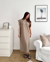 Maxikleid Basic Taupe
