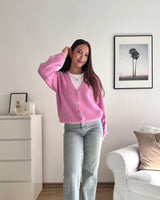 Feine Strickjacke Pink
