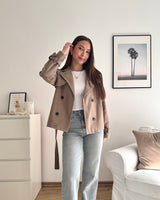 Kurzer Trenchcoat Taupe