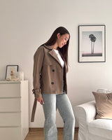 Kurzer Trenchcoat Taupe