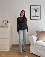 Longsleeve Spitze Schwarz