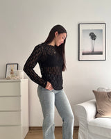 Longsleeve Spitze Schwarz