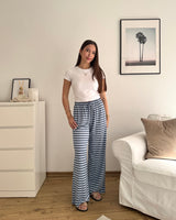Stoffhose gestreift Blau