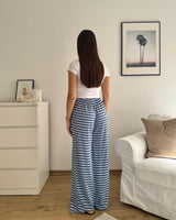 Stoffhose gestreift Blau