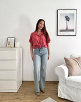 Cropped Bluse mit Knoten Altrosa