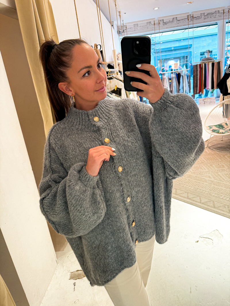 Oversized Strickjacke Dunkelgrau