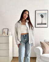Jacke mit hohem Kragen Dots Weiß
