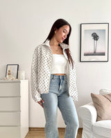 Jacke mit hohem Kragen Dots Weiß