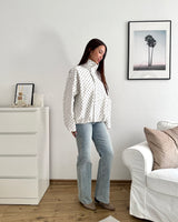 Jacke mit hohem Kragen Dots Weiß