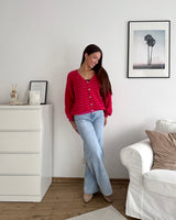 Strickjacke gestreift Rot/Pink