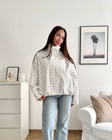 Jacke mit hohem Kragen Dots Weiß