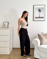 Bandeau Top gestreift Strick Taupe