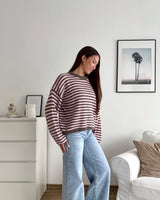 Strickpullover gestreift Braun/Rosa