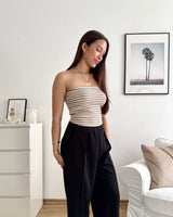 Bandeau Top gestreift Strick Taupe