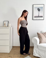 Bandeau Top gestreift Strick Braun
